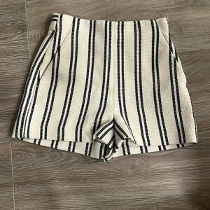 Zara Woman Black and White Stipe Shorts